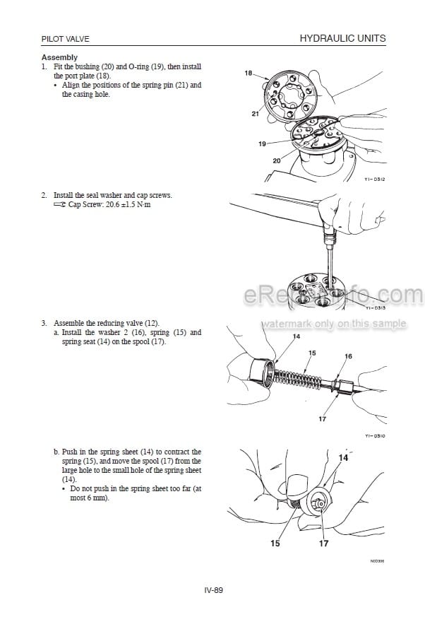 Photo 4 - Takeuchi TB1140 Workshop Manual Hydraulic Excavator 51410001-
