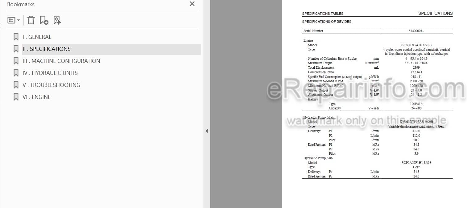 Photo 5 - Takeuchi TB1140 Workshop Manual Hydraulic Excavator 51420001-