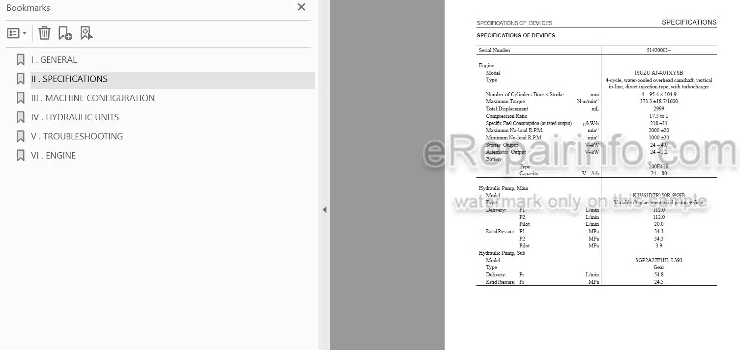 Photo 5 - Takeuchi TB1140 Workshop Manual Hydraulic Excavator 514200001-