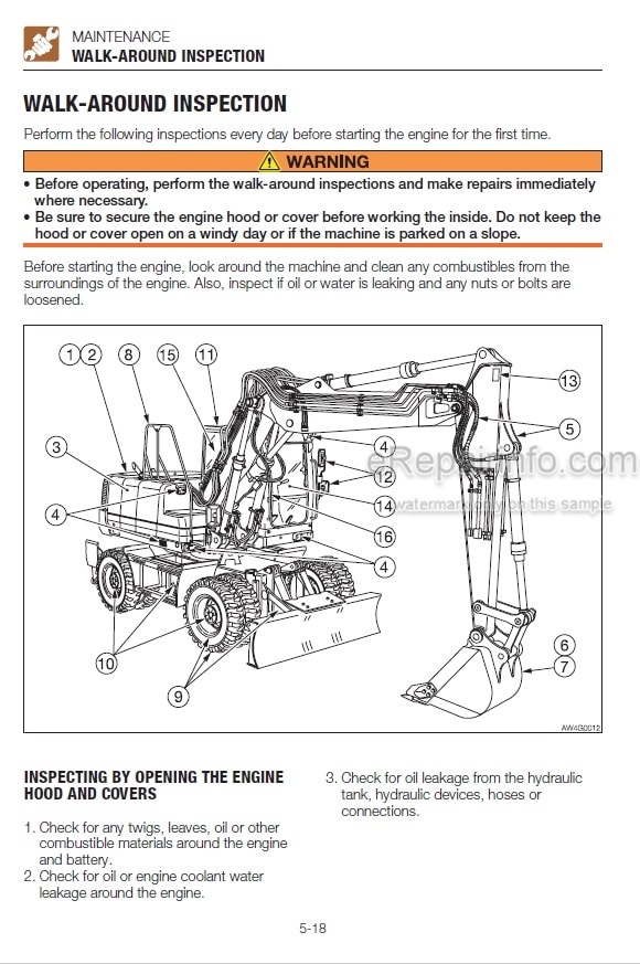 Photo 3 - Takeuchi TB1160W Operators Manual Hydraulic Excavator 514500002-