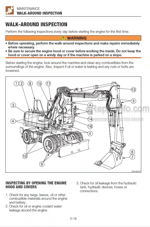 Photo 3 - Takeuchi TB1160W Operators Manual Hydraulic Excavator 514500002-