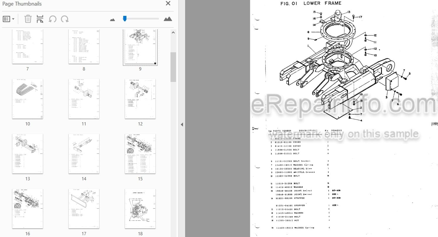 Photo 3 - Takeuchi TB1200AL Parts Catalog Compact Excavator
