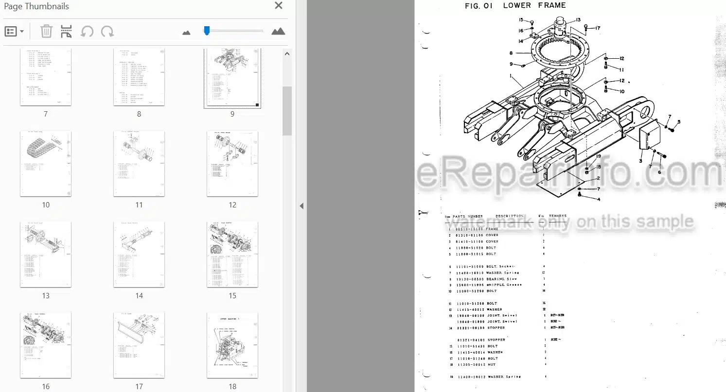 Photo 3 - Takeuchi TB1200AL Parts Catalog Compact Excavator
