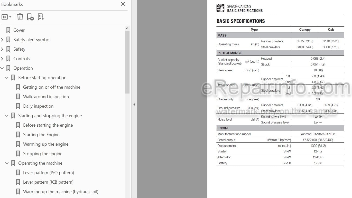 Photo 4 - Takeuchi TB128FR Operators Manual Mini Excavator 128300003-