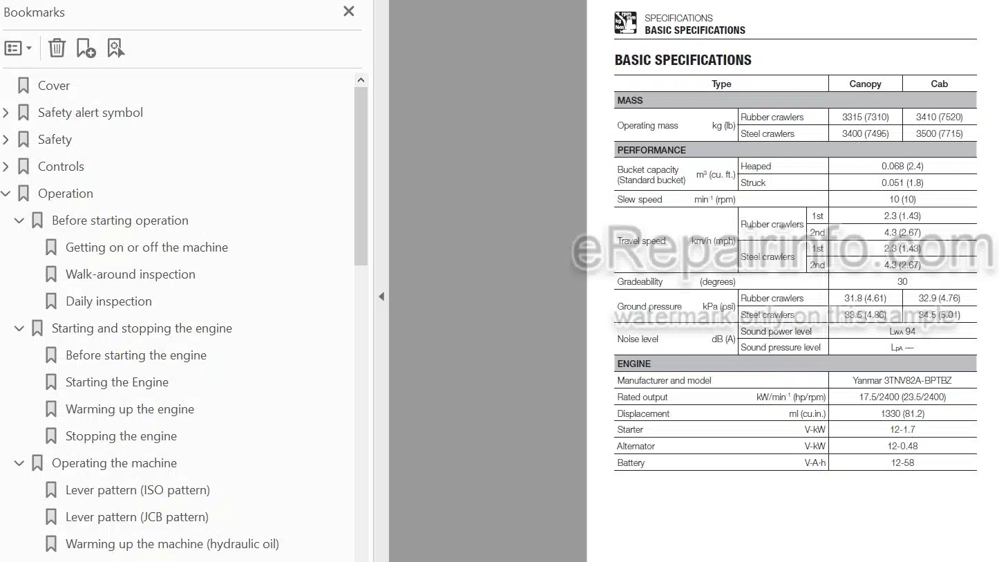 Photo 4 - Takeuchi TB128FR Operators Manual Mini Excavator 128300003-