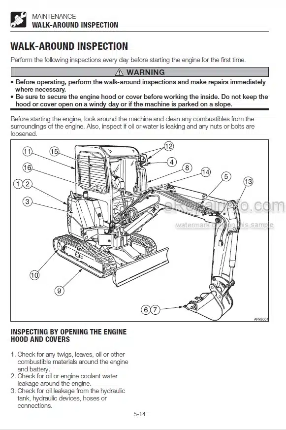 Photo 3 - Takeuchi TB128FR Operators Manual Mini Excavator 128300003-