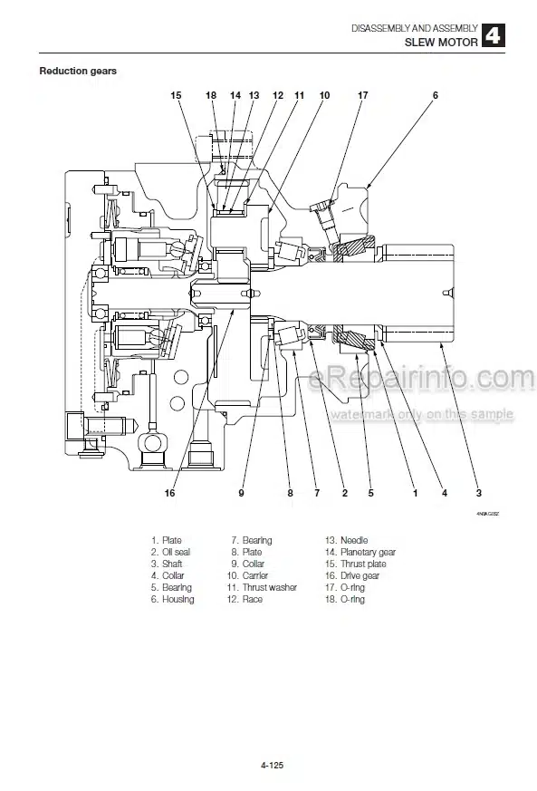 Photo 6 - Takeuchi TB128FR Workshop Manual Mini Excavator 12830003-