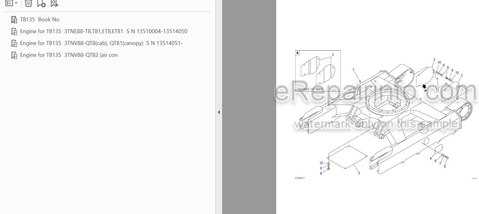 Photo 3 - Takeuchi TB135 Parts Catalog Excavator
