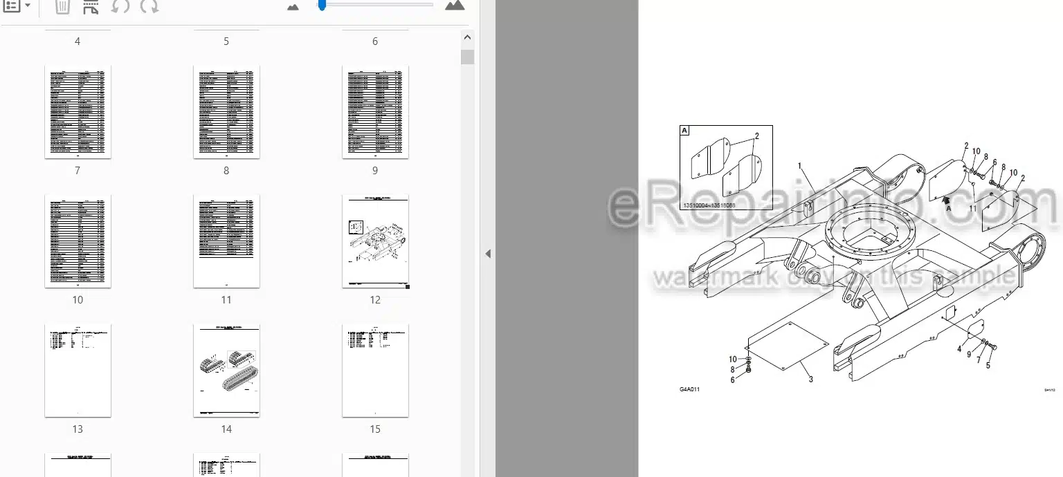 Photo 3 - Takeuchi TB135 TB140 Parts Catalog Mini Excavator 13510004-