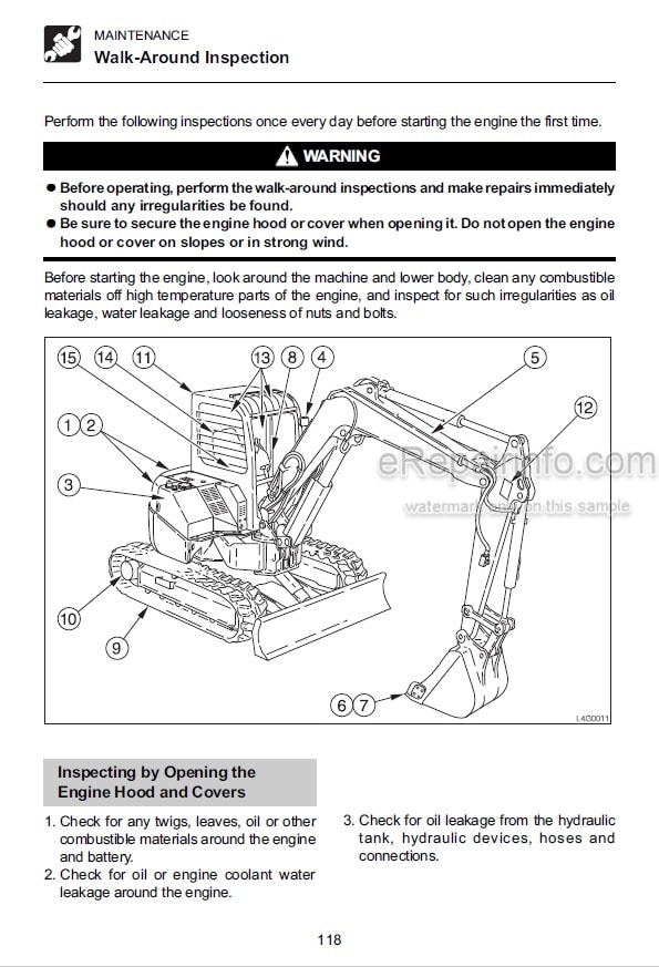 Photo 3 - Takeuchi TB138FR TB153FR TB180FR Operators Manual Hydraulic Excavator 13820080- 15830140- 17840260-