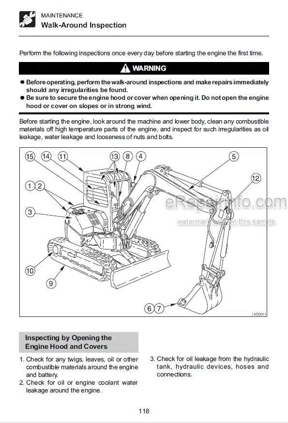 Photo 3 - Takeuchi TB138FR TB153FR TB180FR Operators Manual Hydraulic Excavator 13820080- 15830140- 17840260-