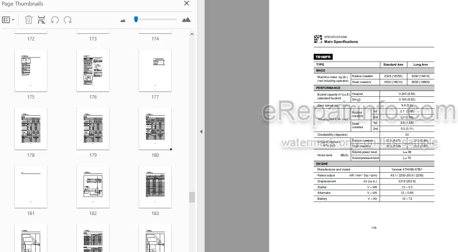 Photo 4 - Takeuchi TB138FR TB153FR TB180FR Operators Manual Hydraulic Excavator 13810003- 15820004- 17830004-