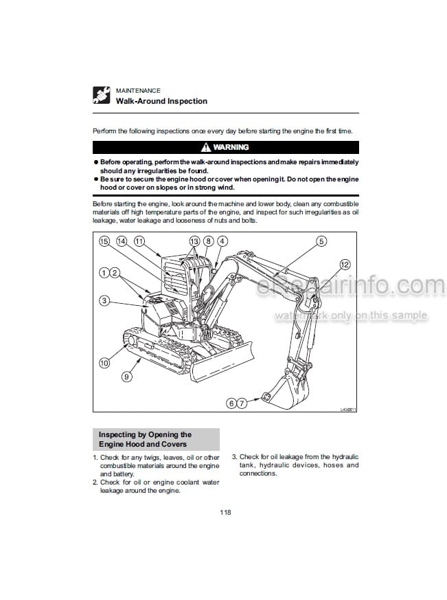 Photo 3 - Takeuchi TB138FR TB153FR TB180FR Operators Manual Hydraulic Excavator 13810003- 15820004- 17830004-