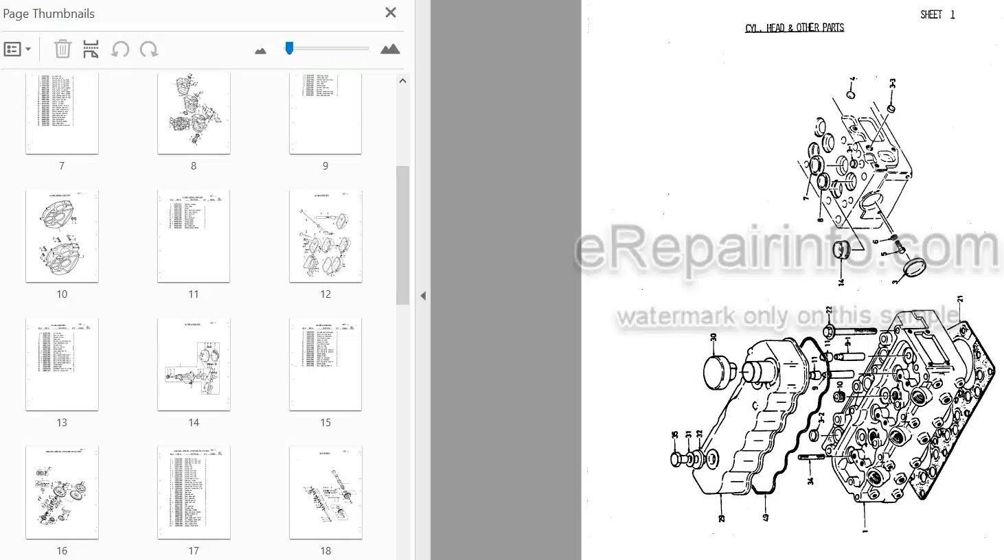 Photo 3 - Takeuchi TB1400 Parts Catalog Excavator Engine