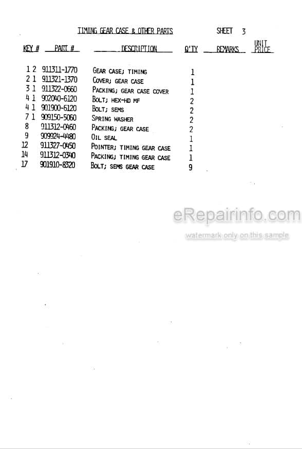 Photo 4 - Takeuchi TB1400 Parts Catalog Excavator Engine