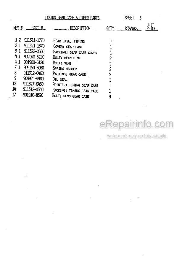 Photo 4 - Takeuchi TB1400 Parts Catalog Excavator Engine