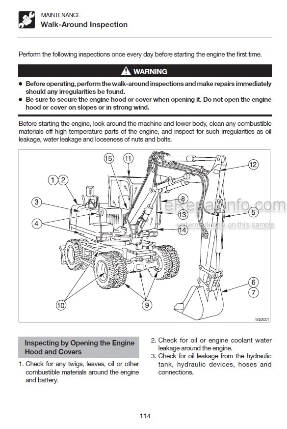 Photo 3 - Takeuchi TB175W Operators Manual Hydraulic Excavator 175400095-