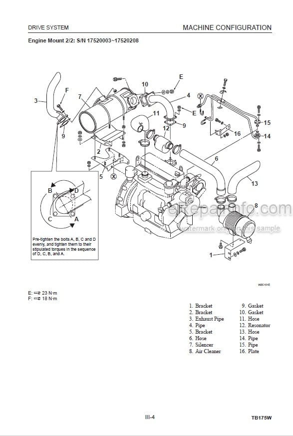 Photo 3 - Takeuchi TB175W Workshop Manual Compact Excavator 17520003-