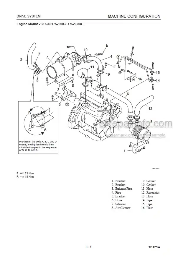 Photo 3 - Takeuchi TB175W Workshop Manual Compact Excavator 17520003-
