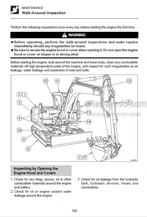Photo 5 - Takeuchi TB175 Operators Manual Hydraulic Excavator 17512105-