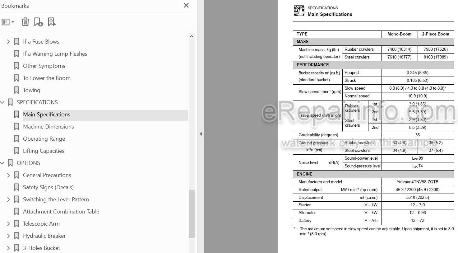 Photo 4 - Takeuchi TB175 Operators Manual Hydraulic Excavator 17530314-