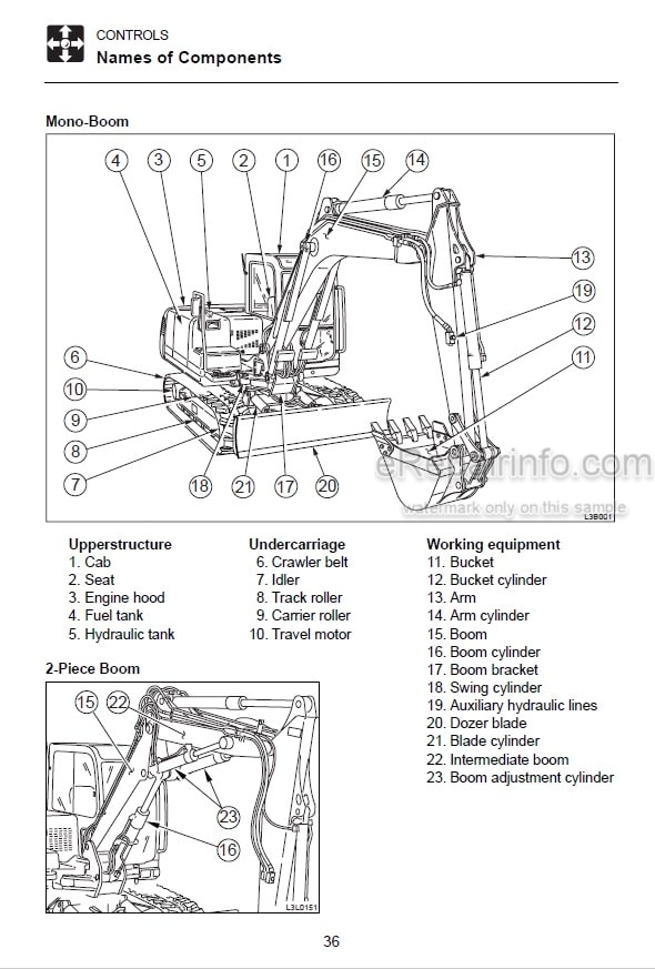 Photo 5 - Takeuchi TB175 Operators Manual Hydraulic Excavator 175301106-
