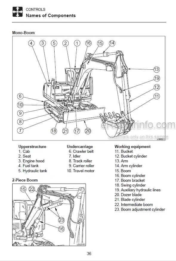 Photo 5 - Takeuchi TB175 Operators Manual Hydraulic Excavator 175301106-