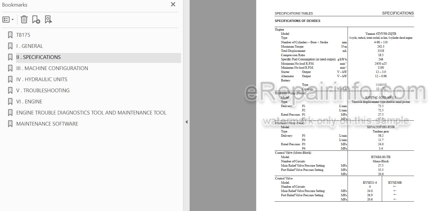 Photo 5 - Takeuchi TB175 Workshop Manual Hydraulic Excavator 17530003-
