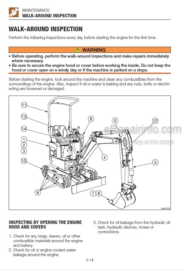 Photo 3 - Takeuchi TB210R Operators Manual Mini Excavator 211000004-
