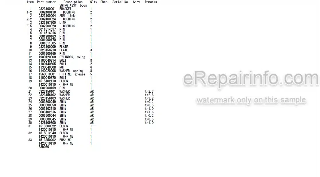 Photo 4 - Takeuchi TB210R Parts Manual Mini Excavator 211000004-