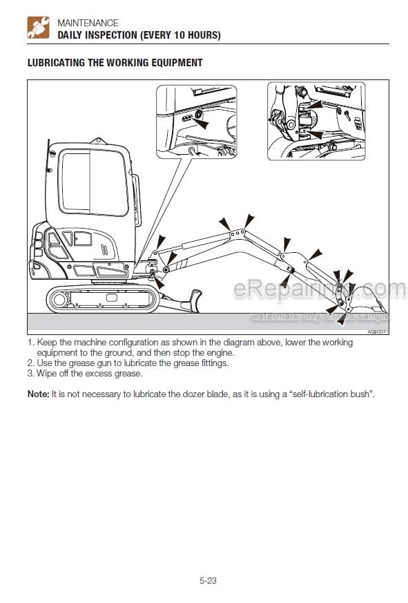 Photo 3 - Takeuchi TB216 Operators Manual Mini Excavator 216000002- 216100002-
