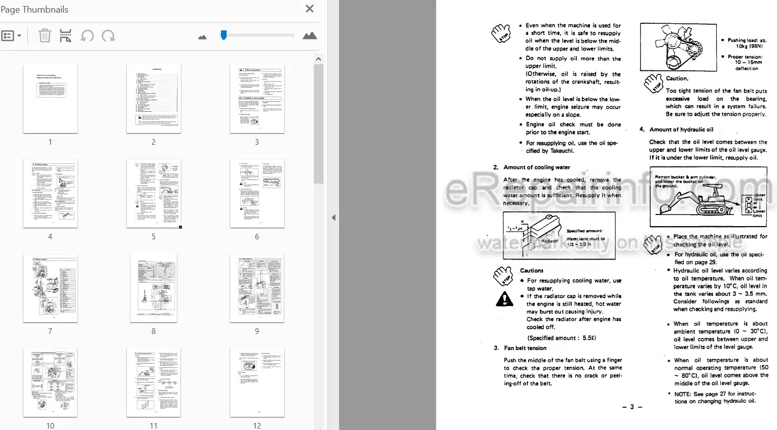 Photo 3 - Takeuchi TB21 Operators Manual Excavator
