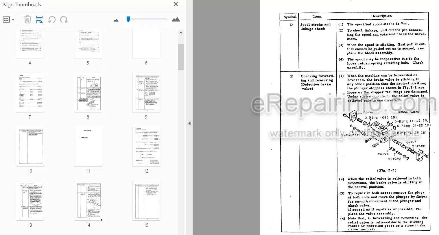 Photo 4 - Takeuchi TB220D Service Manual Troubleshooting Diesel Backhoe