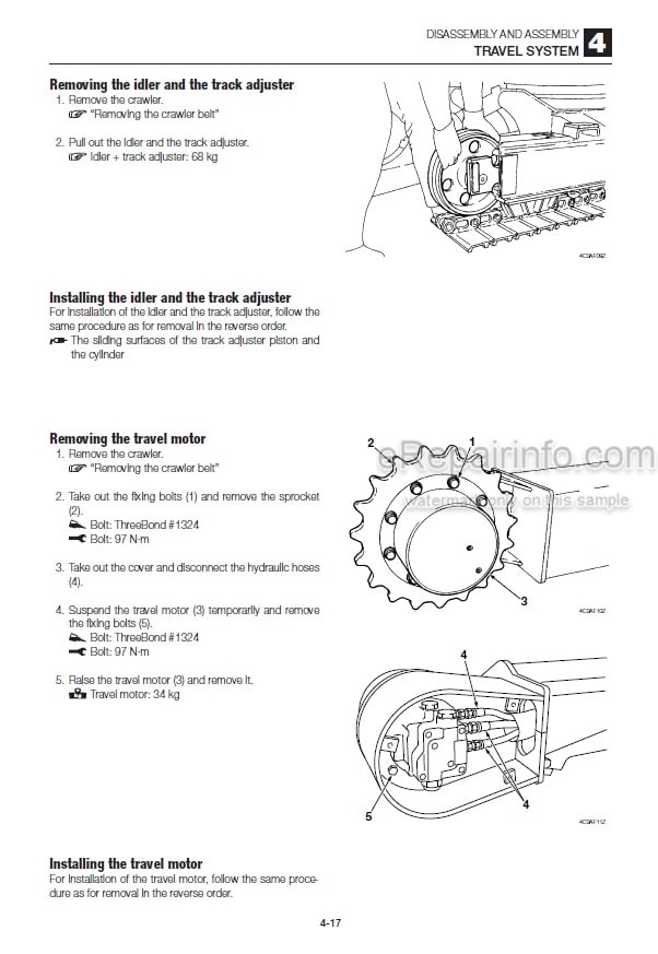 Photo 7 - Takeuchi TB230 Workshop Manual Mini Excavator 130000003-