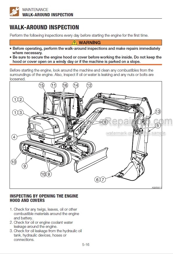 Photo 3 - Takeuchi TB230 Operators Manual Mini Excavator 130000003-