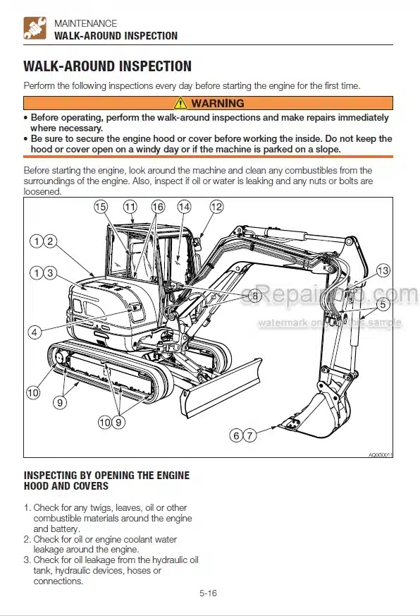 Photo 3 - Takeuchi TB230 Operators Manual Mini Excavator 130000003-