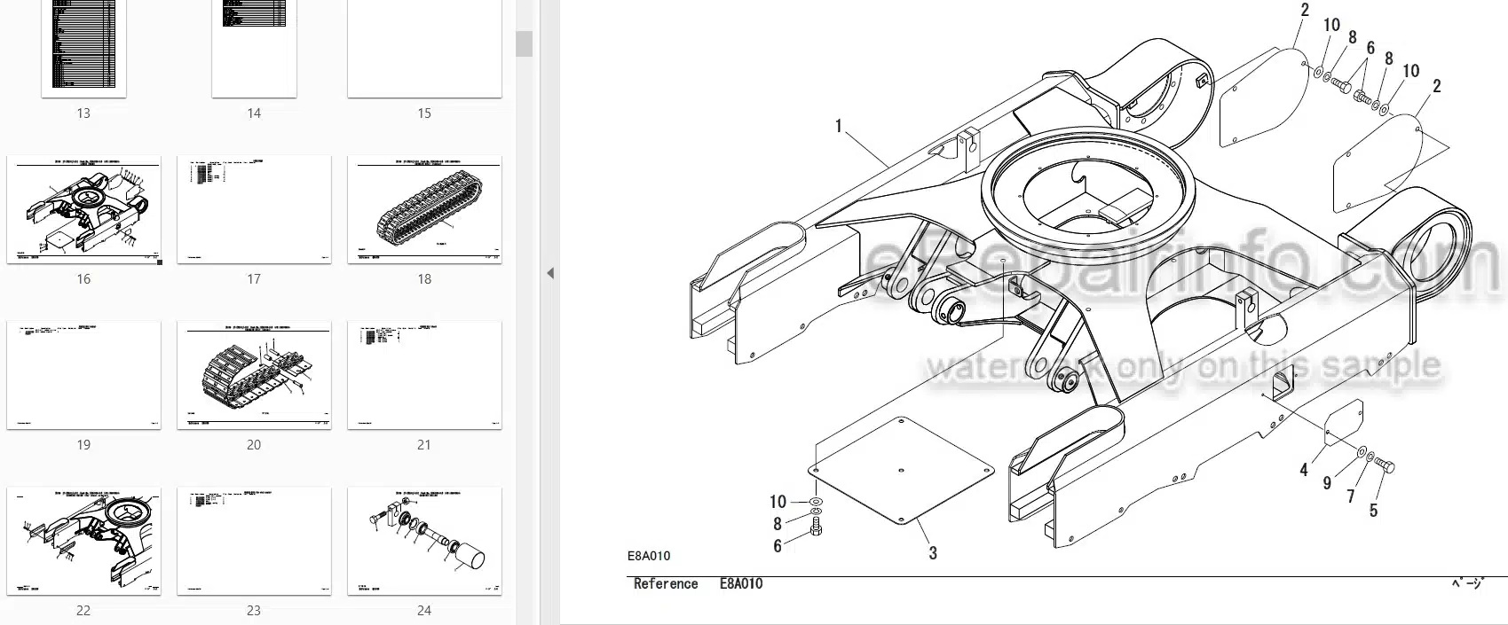 Photo 3 - Takeuchi TB230 Parts Manual Mini Excavator 130000003-