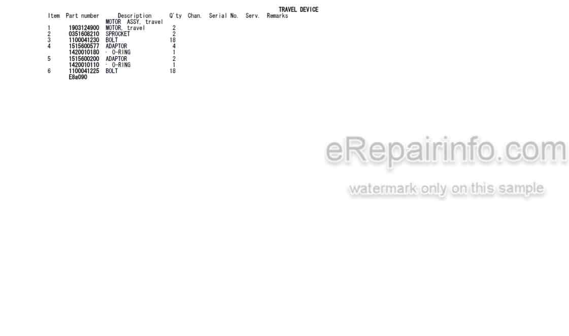 Photo 4 - Takeuchi TB230 Parts Manual Mini Excavator 130000003-