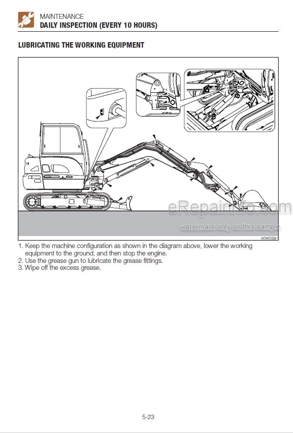 Photo 3 - Takeuchi TB240 Operators Manual Mini Excavator 124000003- 124100002-