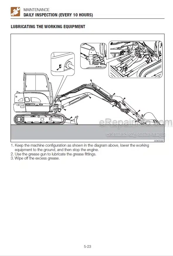 Photo 3 - Takeuchi TB240 Operators Manual Mini Excavator 124000003- 124100002-