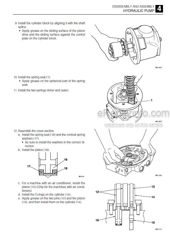 Photo 8 - Takeuchi TB230 Workshop Manual Mini Excavator 130000003-