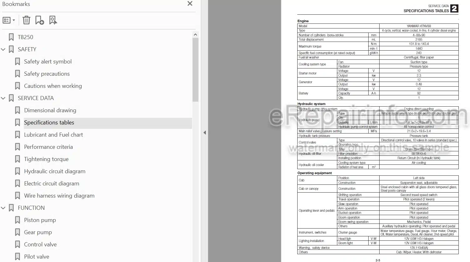 Photo 5 - Takeuchi TB250 Workshop Manual Mini Excavator 125000004-