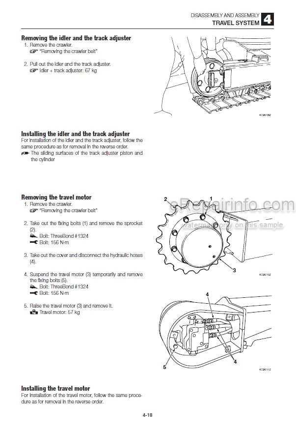 Photo 7 - Takeuchi TB260 Workshop Manual Mini Excavator 126000003-
