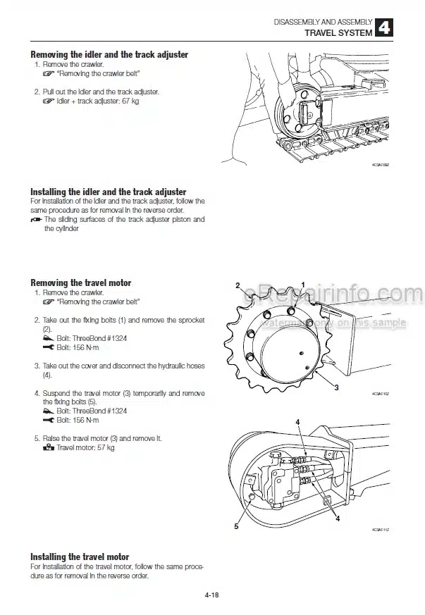 Photo 6 - Takeuchi TB250 Workshop Manual Mini Excavator 125000004-