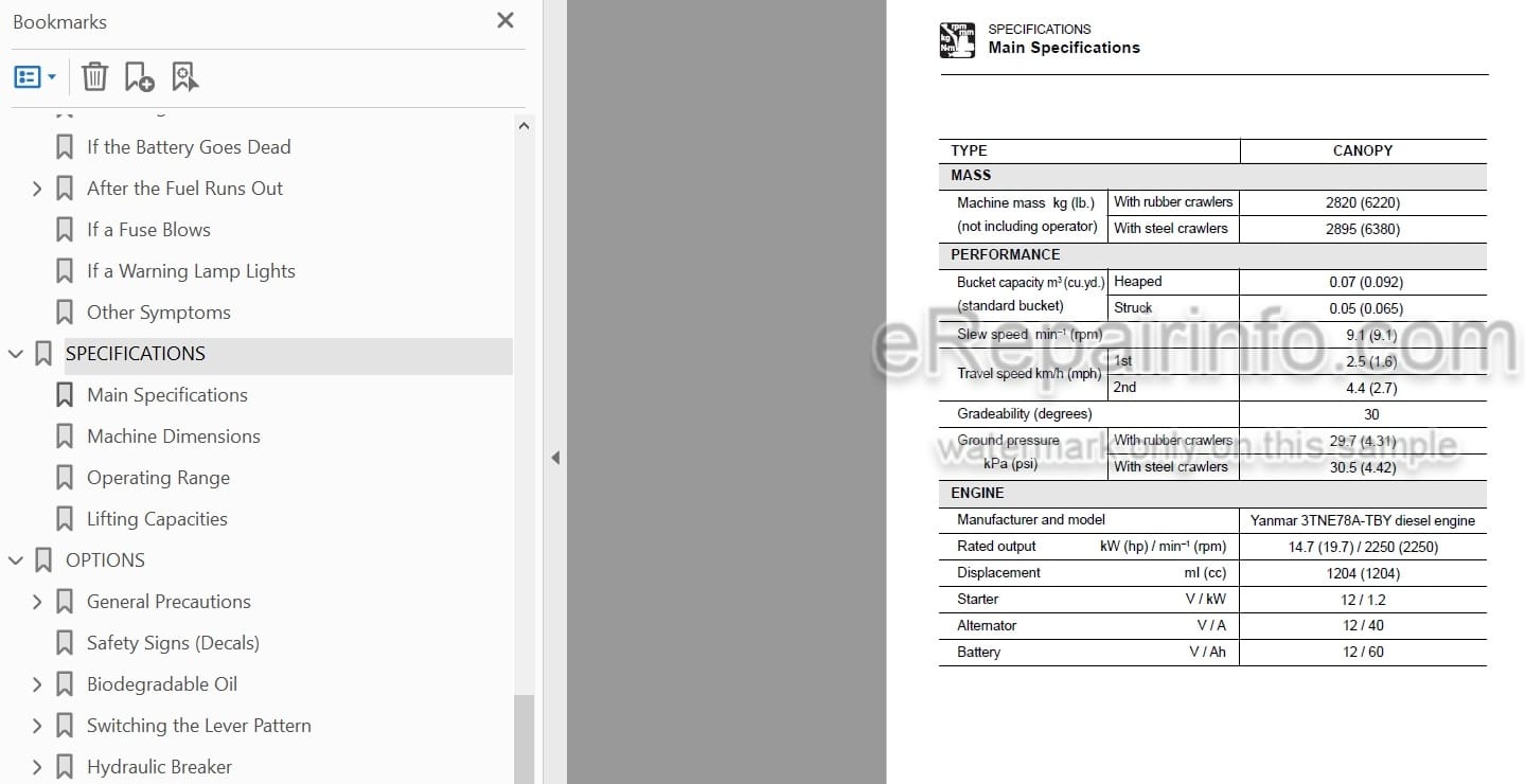 Photo 4 - Takeuchi TB25FR Operators Manual Compact Excavator 12810001-