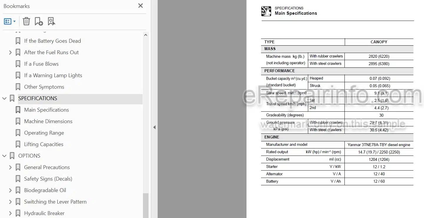 Photo 4 - Takeuchi TB25FR Operators Manual Compact Excavator 12810001-