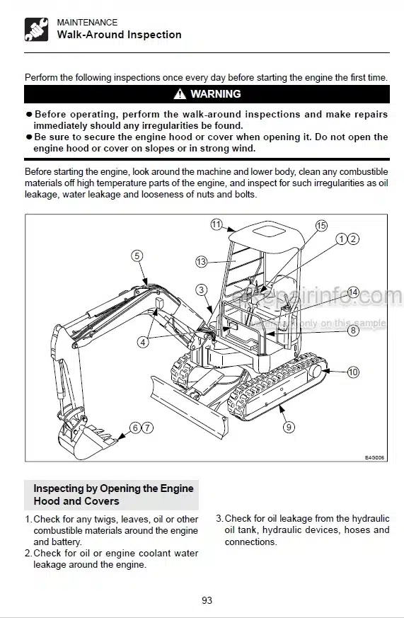 Photo 3 - Takeuchi TB25FR Operators Manual Compact Excavator 12810001-