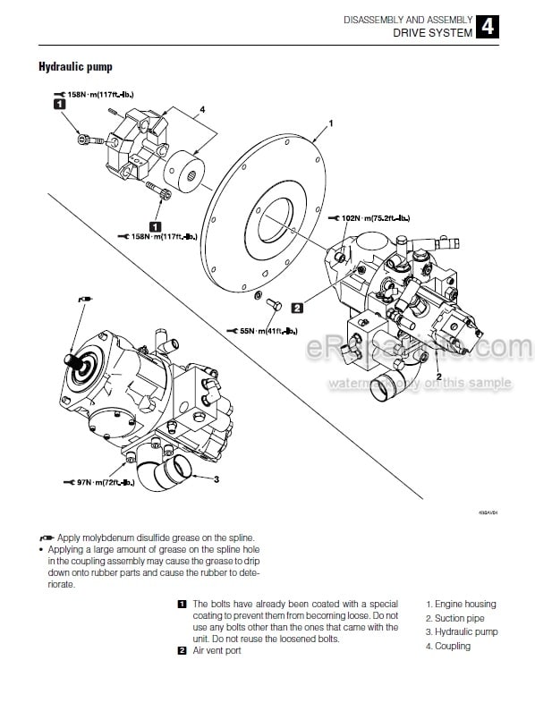 Photo 3 - Takeuchi TB260 Workshop Manual Mini Excavator 126100003-