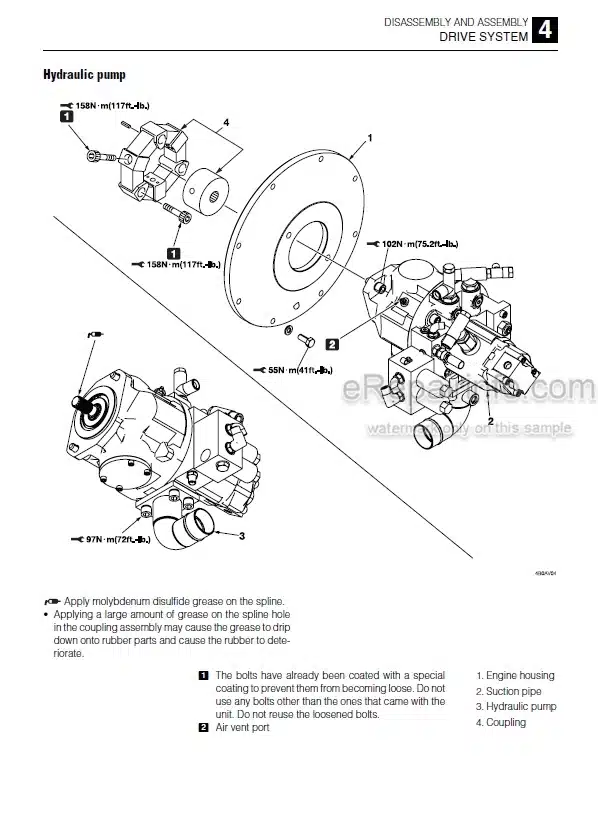 Photo 3 - Takeuchi TB260 Workshop Manual Mini Excavator 126100003-
