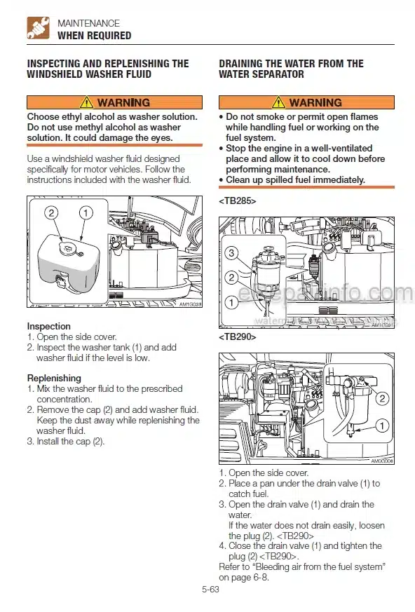 Photo 3 - Takeuchi TB285 TB290 Operators Manual Hydraulic Excavator 185000001- 190000001-